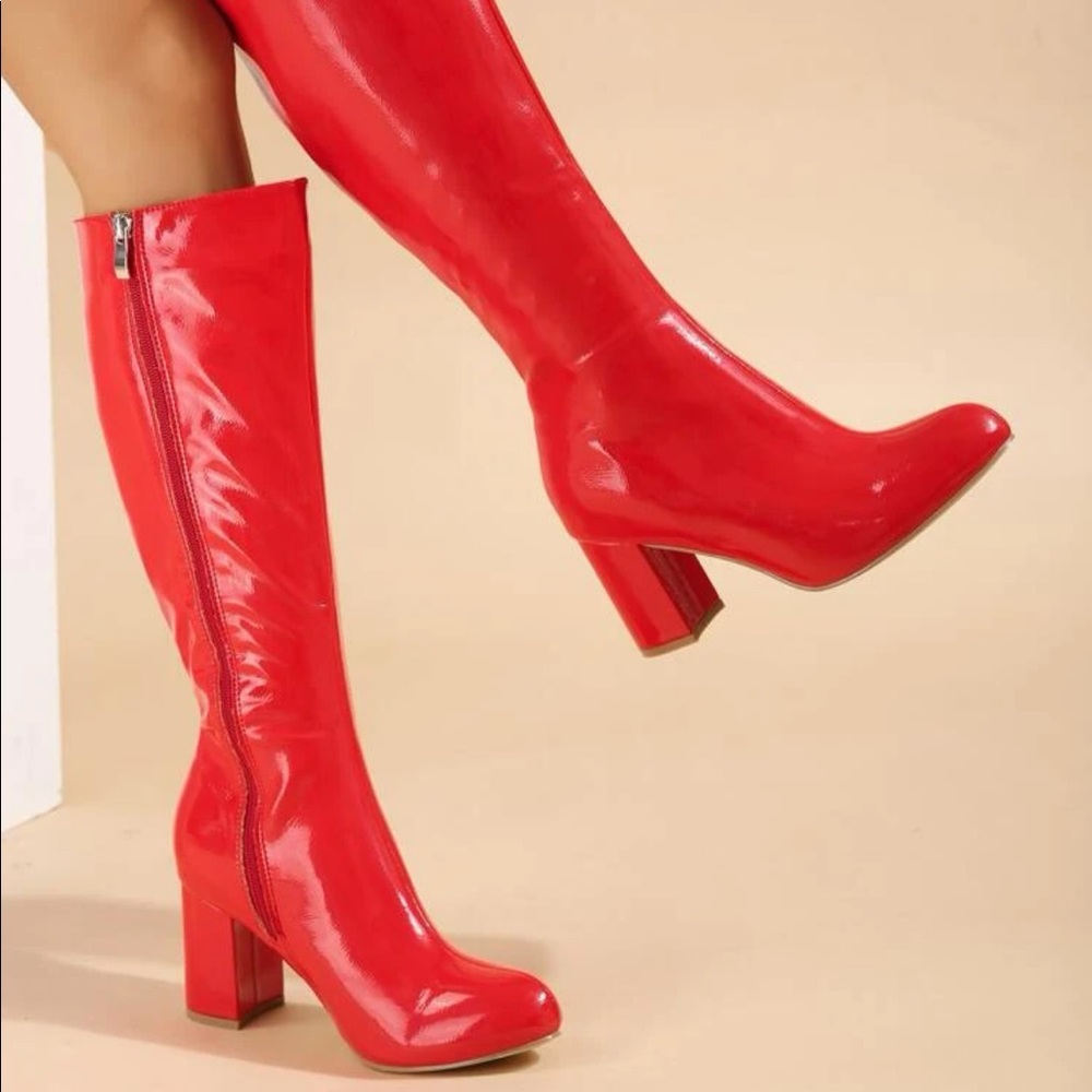 Red Knee High Boots